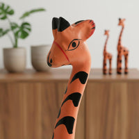 3 Pieces Wooden Giraffe Figurine Set for Living Room, Bookshelf