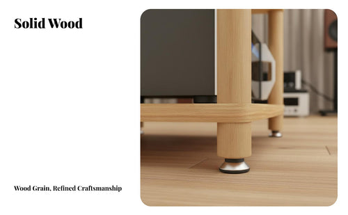 Shock Absorption Design Multi-Layer Audio Rack Solid Wood Legs Amplifier Stand Shelf Long-Lasting Audio Component Cabinet Heavy Duty Construction for Audiophiles, Home Theater Enthusiasts, Professionals, KTV, Studio