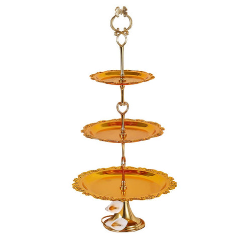 3-Tier Dessert Stand Round Cupcake Stand Easy to Assemble Cupcake rack with Metal Rod for Wedding Planners, Weddings