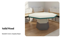 Solid Wood Young Child Table Set Child-Friendly Design Kindergarten Activity Table Set Easy to Clean Early Education Learning Desk for Preschoolers