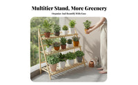 Bamboo Flower Rack Lightweight Foldable Flower Rack Good Drainage for Homeowners