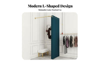 Space-Saving Design L-Shaped Changing Room Easy to Install Corner Fitting Room Sturdy Frame Retail Changing Booth Effortless Sliding Rings for Boutique Owners, Retailers, Customers, Shopping Mall, Temporary Shop, Office, Bedroom