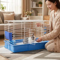 Guinea Pig Cage Habitat and Bunny Cage, Multi-Level Spray-Painted Metal Wire Luxury Animal Enclosure, Extra Indoor Small Animal Easy House