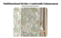 Foldable Botanical Print Folding Screen Movable Freestanding Panel Divider French Design Room Partition Decorative for Apartment Dwellers, Homeowners, Office Workers, Bedroom