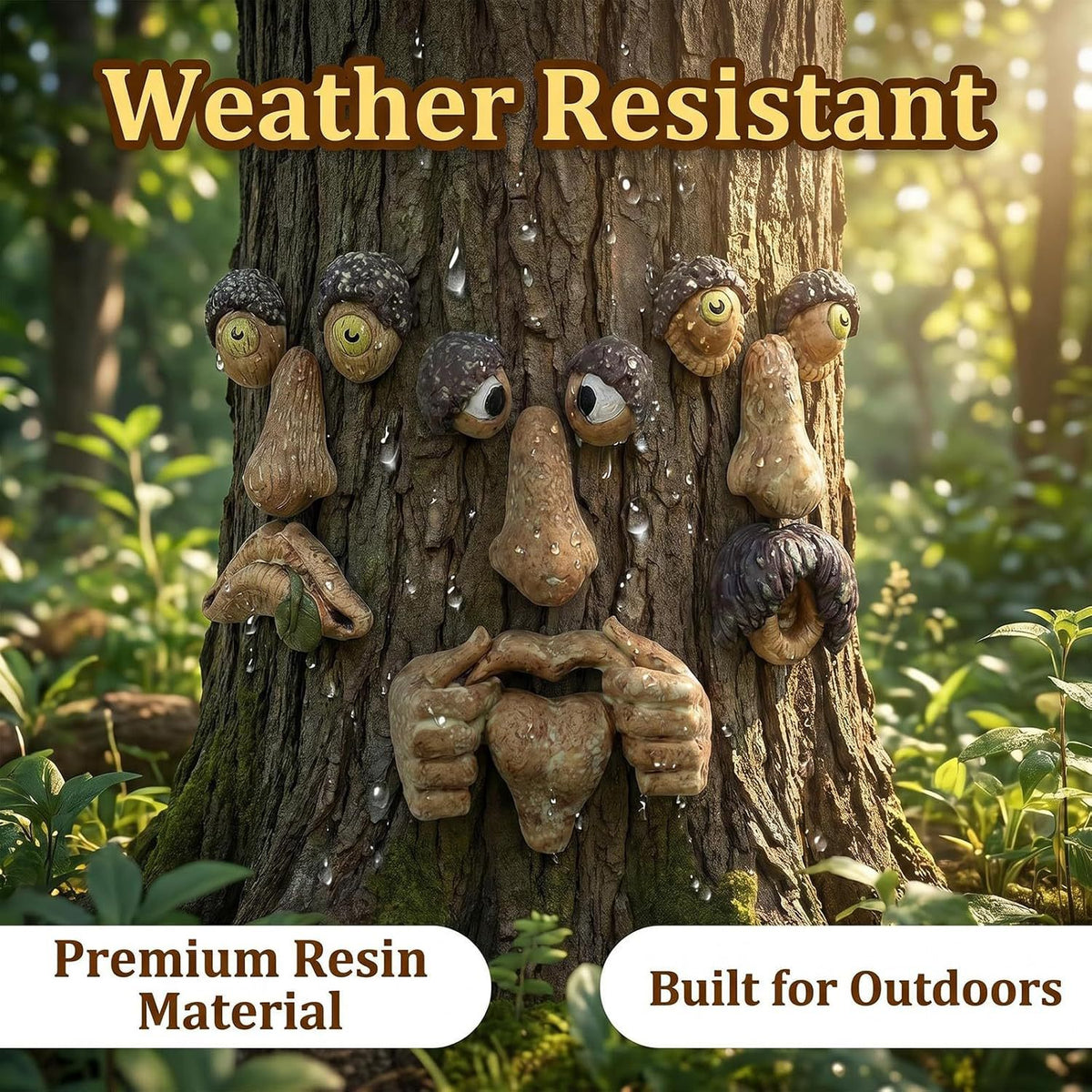Resin Tree Monster Face Ornament for Outdoor Easter Decor