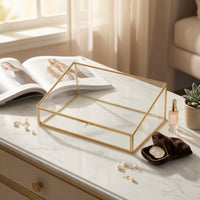 Transparent Jewelry Box with Glass Panels Clear Geometric Display Box Modern Jewelry Display Case Elegant for Dresser