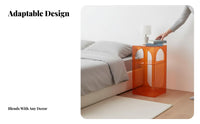 Clear Waterfall Table Arch Shape Nightstand Transparent for Bedroom, Living Room