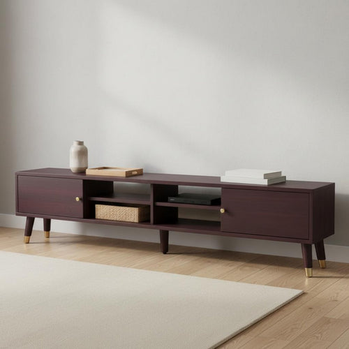 Solid Wood TV Cabinet Large Capacity Storage Modern Entertainment Center Low Profile Media Console Easy to Clean Suitable for Small Apartment Dwellers Living Room