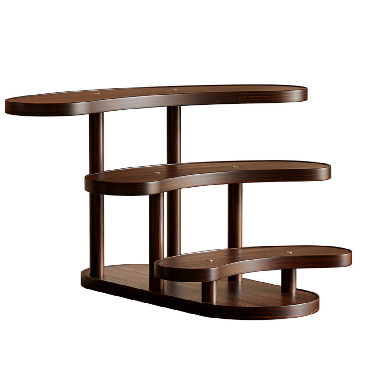 Desktop Storage Rack Walnut-Finish Tabletop Mug Rack with Three Shelves Multi-Level Shelving for Countertop