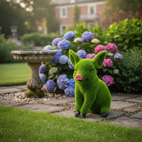Flocked Pig Statue Weather Resistant Outdoor Decoration Handmade for Patio, Yard