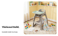 Multi-Functional Infant Eating Chair Five-Point Harness Young Child Dining Seat with Tray PP Material Convertible Infant High Chair for Mealtime