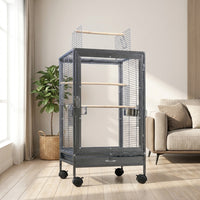Large Bird Cage with Acrylic Panels, Transparent Parrot Cage on Rolling Stand with Open Top for Parakeets Lovebirds and Budgie Parakeet Home