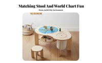 Solid Wood Wooden Building Block Table Educational Peanut Shaped Play Table Ideal Gift Toddler Art and Craft Desk Child-Friendly Design for Toddlers, Preschoolers, Girls, Playroom, Kindergarten, Classroom, Living Room