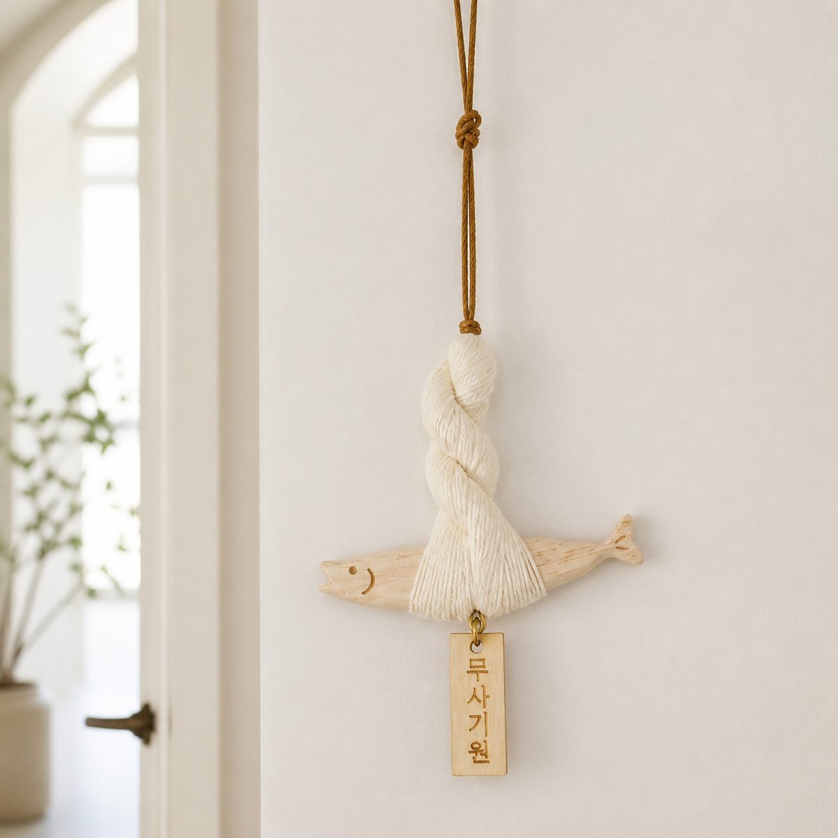 Handmade Wood Animal Hanging Ornament, 13.5/20cm Nautical Decoration, Coastal Home Decor for Beach Living Room, Ocean Indoors Decor