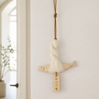 Handmade Wood Animal Hanging Ornament, 13.5/20cm Nautical Decoration, Coastal Home Decor for Beach Living Room, Ocean Indoors Decor