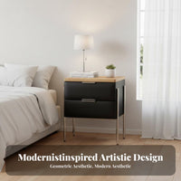 Upholstered 2-Drawer Cabinet Modern Design Nightstand Compact Size for Families