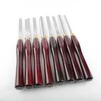 8-Piece Red Handle Wood Turning Chisel Set with Wooden Box