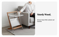 2-Tier Rolling Side Table With casters Magazine Rack Sturdy Construction