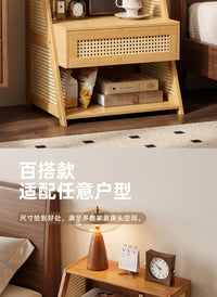 Vintage Style Solid Wood Nightstand with Storage for Bedroom