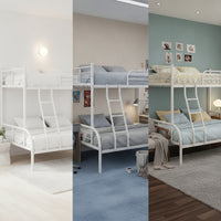 Metal Bunk Bed Space-Saving Bunk Bed with Ladder Compact Furniture for Teens, Students, Shared Bedrooms, Dormitories