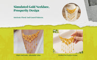 Gold Floral Gourd Locket Necklace, Statement Layered Choker, Elegant Wedding Jewelry Gift