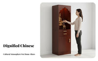 Solid Wood Buddhist Altar Cabinet Dustproof Door Chinese Altar Cabinet with Storage Widened Design Buddhist Meditation Table for Spiritual Practitioners, Meditators, Homeowners, Prayer Room, Temple