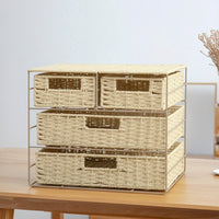 Decorative Woven Drawer Organizer Sturdy Desktop Organizer with Baskets Long-Lasting Chest of Drawers Multi-Functional for Closet Shelves