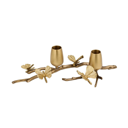 Candle Holder with Ginkgo Leaves Tapered Brass Candlestick Holder Elegant Decor for Brides, Wedding Tables, Romantic Dinners, Mantel