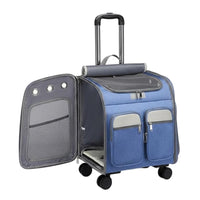 Cat Rolling Carrier Portable Pet Backpack with Wheels Breathable Pet Trolley Bag for Animal Health Visits