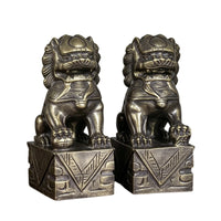 Lion Sculptures with Pedestal Tabletop Sculpture Retro for Tea Rooms, Art Lovers