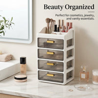 4-Layer Stackable Desktop Drawers with Compartments, Desk Storage Organizer for Office, Pull Out Drawer Style Stationery Box, 18L Capacity
