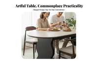 Sintered Stone Top Sculptural Base Dining Set sturdy Wood Construction Kitchen Table Group century modernera Modern aesthetic Home Furniture Easy to Clean for Homeowners, Families, Hosts, Restaurant