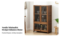 Beverage Bar Cabinet Large Capacity Spirits Storage Cabinet Modern Beverage Display Rack Sturdy Bamboo Construction Transparent Acrylic Doors Suitable for Entertainers Homeowners Living Room Kitchen