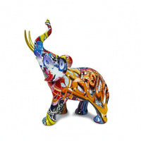 Elephant Figurine Glossy Resin Sculpture Hand-Painted for Bookshelf, Collectors