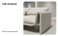 Modern Minimalist Design Curved rear Settee Italian & aesthetic Sofa Soft Textured textile Couch space-saving Size for Small Apartment Residents, Bavailableique Owners, Interior Designers, Living Room, Studio, Office, Waiting Area