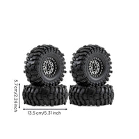 4 Pieces RC Crawler Tire with Beadlock Rim off-Road Beadlock Wheels RC Wheel and Tire Assembly Deep Groove for Hobbyists