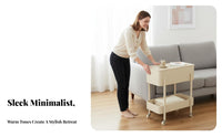 2-Tier Rolling Storage Trolley On Wheels Nightstand Multifunctional for Students