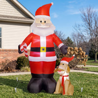 Inflatable Santa Kris with Dog Tall Santa Kris Inflatable with Dog Festive Lawn Decoration Whimsical for Garden