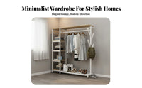 Multi-Functional Design Coat Rack with Shoe Storage Space Saving Freestanding Clothes Rack Easy Assembly Freestanding Closet Organizer Stable Structure for Renters, Apartment Dwellers, Students, Living Room, Bedroom, Entryway, Hallway