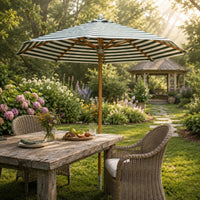 Striped Patio Umbrella Support Structure Round Patio Umbrella Metal Lower Section Sun Cover for Beach