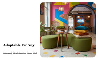 Curvy Configurable Sofa Rounded Outline Reconfigurable Loveseat and Ottoman Geometric Shape High-Resilience Foam for Homeowners