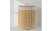 Lidded Bamboo Laundry Basket with Lid Easy to Carry Laundry Basket with Lid Freestanding Sturdy for Bathroom, Bedroom