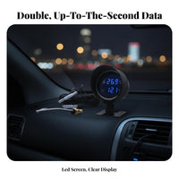 2-in-1 Design Water Temperature Gauge Sensor Included Two-in-One Digital Automotive Gauge 52mm Size