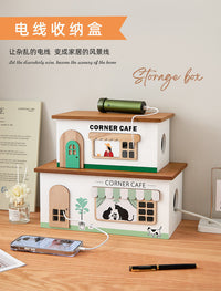 Wooden Desk Cable Organizer Box for Power Strips and Data Cables