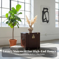 Vintage Suitcase Nightstand Retro Design Decorative raiseTop Trunk for Entryway