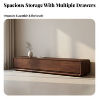 Solid Wood TV Cabinet Flush Wall Floor-Standing Standing TV Console Large Capacity Storage Low Profile Media Console for Families, Homeowners