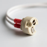 Heat Resistant Ceramic MR16 Lamp Holder, 250V 2A Rating for DIY Lighting, 15cm Red and White Wire Base, MR16 GU5.3 Recessed Light, 100°C
