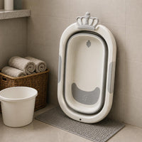 Foldable Baby Bathtub Sleek Finish Crown-Top Baby Tub for Infants