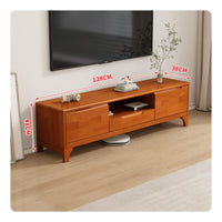 Solid Wood TV Cabinet Fully Assembled Wooden Storage Console Cable Management Modern Entertainment Center for Small Apartment Owners, Bedroom