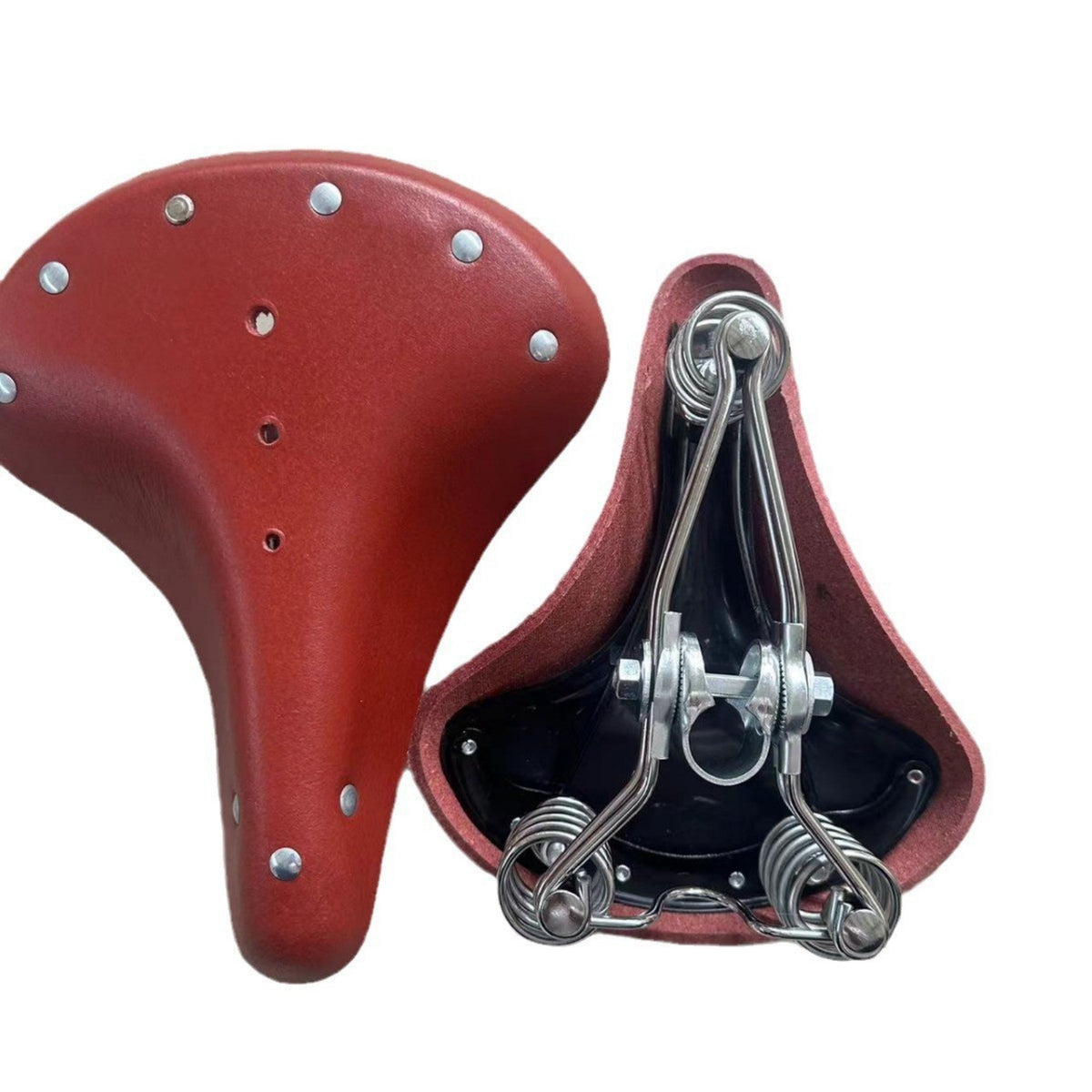 Vintage Bike Saddle with Springs Retro Leather Bike Saddle Shock-Absorbing Bike Seat with Springs Universal Fit for Cyclists
